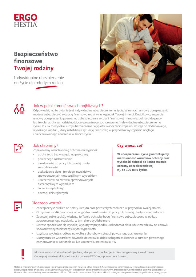 Ulotka ERGO 4 - ubezpieczenie na życie dla młodych rodzin