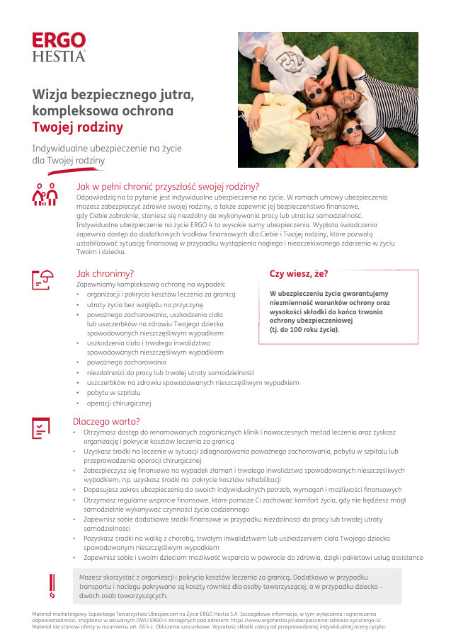 Ulotka ERGO 4 - kompleksowa ochrona dla Twojej rodziny