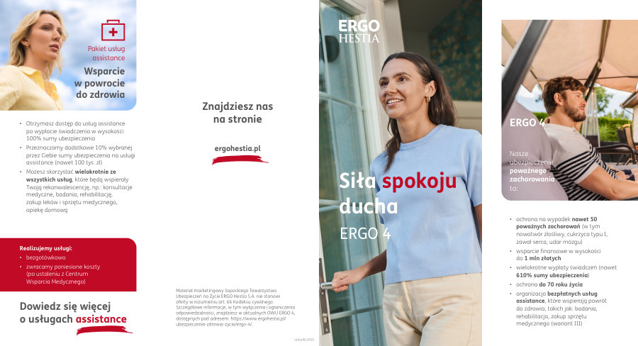 Ulotka ERGO 4 - poważne zachorowanie, lista chorób i zakres świadczeń