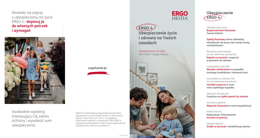 Ulotka produktowa ERGO 4 - lista obszarów ochrony życia i zdrowia